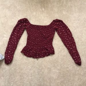 Hollister Flowered Stretchy peplum crop top